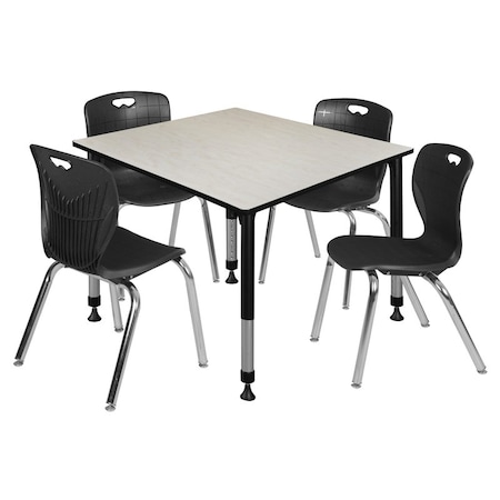 Regency Tables > Height Adjustable > Square Table & Chair Sets, 48 W, 48 L, 23-34 H, Maple TB4848PLAPBK40BK